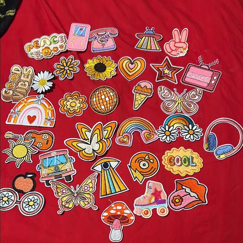 Colorful Iron-On Patches Set of 34